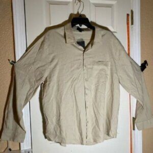 Magaschoni Men’s XL Button Down Shirt Khaki Long Sleeve Cut & Sewn NWT $78